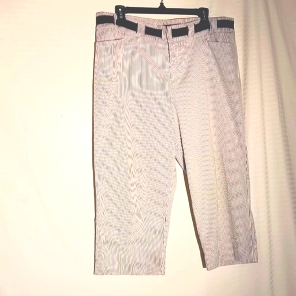 INC International Concepts Womans Black & White Striped Capri Pants, Size: 14 - Picture 1 of 7
